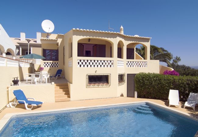 Private pool and terraces Villa Beatriz private pool with sun loungers and parasol on the terrace