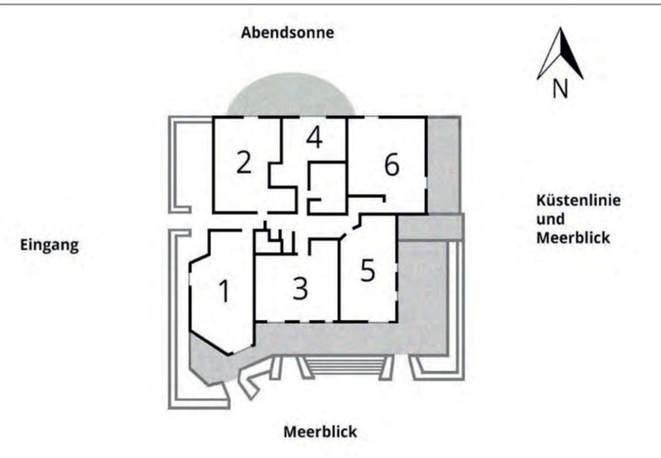 Planta de localização do apartamento 4 Galo Verde Orientação dos apartamentos individuais no Galo Verde